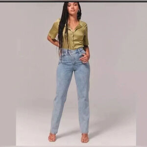 ABERCROMBIE AND FITCH 90s ultra high Rise Straight Criss Cross Jeans size 31